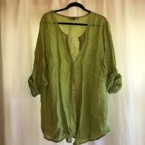 Flax shirt - oversized - green